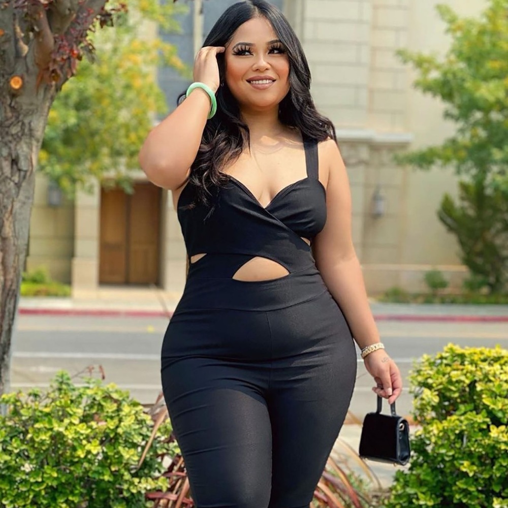Black skinny leg jumpsuit